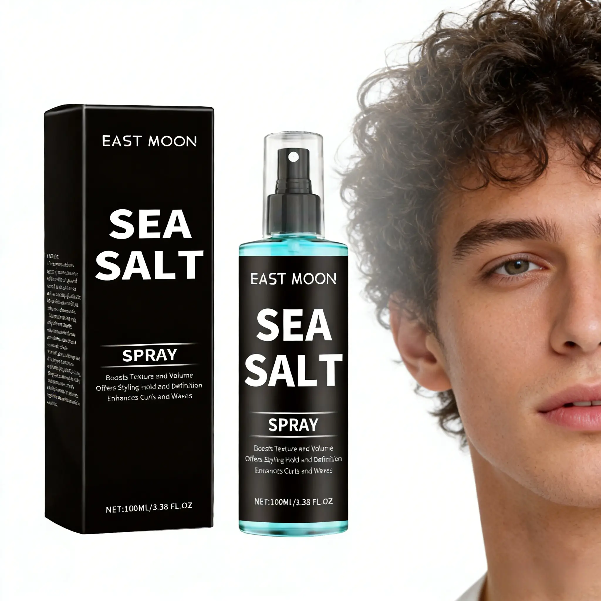 Vegan Unisex 100ml Sea Salt Hair Spray - Curly Hair Products, Youth-Focused Texturizing Haircare, Non-Greasy Lightweight, 5-Minute Lazy Styling, Long-Lasting Hold, Curl Enhancement, Micro-Fine Mist, Beach Style, Frizz Control, On-the-Go Refresh