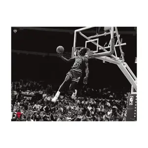 Michael Jordan - Black White Reverse Dunk - Peel & Stick Poster - Official NBA - Chicago Bulls - Reusable Vinyl Wall Decal