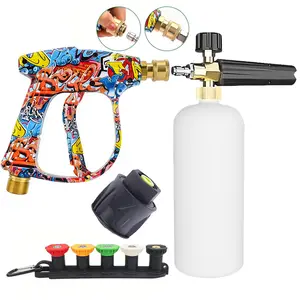 2026 New Graffiti High Pressure Washer Sprayer, Adjustable Foam Cannon with 1/4" Quick Connect Nozzle Set & Rubber Nozzle Holder, Fits Nilfisk Bosch Pressure Washer, Car Washing Foam Sprayer, Foam Lance, Car Wash Accessory