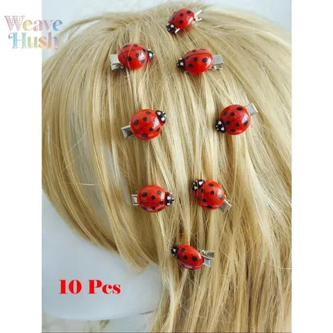 Women's 10-Piece Cute Ladybug-Shaped Hair Clips - Female Creative and Fun Mix & Match Set, Playful Indoor Recreation Accessories for Thick Hair