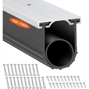 VEVOR Garage Door Seal Top and Sides Seal Strip, 20 FT Universal Weather Stripping Replacement Soft and Hard Composite, Weatherproofing Garage Door TPE Seals with Adhesive Backed and Screws, BlackVEVOR Super Brand Day