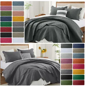 Soft & Breathable 3-Piece Quilted Bedspread – Leaf /  Floral Designs, Skin-Friendly Microfiber, Lightweight Year-Round Bedding – Available in (Twin – 1 Pillow Sham), Queen, King and California King sizes