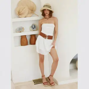 Cider [7 colors, size 0-26] Tube Ruched Ruffle Mini Dress