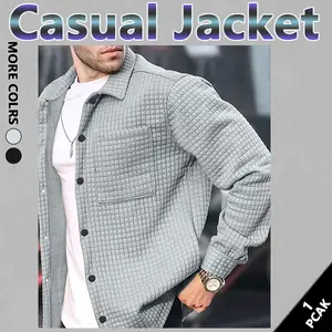 Men's autumn and winter lapel casual fashion long-sleeved shirt jacket, versatile daily men's long-sleeved jacket, classic men's clothing, tops