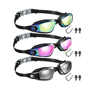 Swimming Goggles with Nose Clip & Earplugs, 2/3 Counts Adjustable Swimming Goggles, Swimming Accessories for Pool & Beach, Outdoor Swimming Goggles