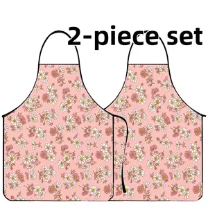 Pink Floral Print Flower Polyester Apron Set, 2 Counts ﻿Mother's Day Gift Apron,Cool Summer Cooking Apron,Apron for Women,Gift for Daughter&Mother&Wife&GF,Nails Design Tool,﻿Kitchen Essential