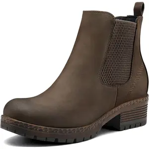 Women's Chelsea Ankle Boots Side Zipper Chunky Block Low Heel Booties Lug Sole Short Boots