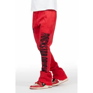 Keve Red Knitted Mohair Flare Sweat Pant