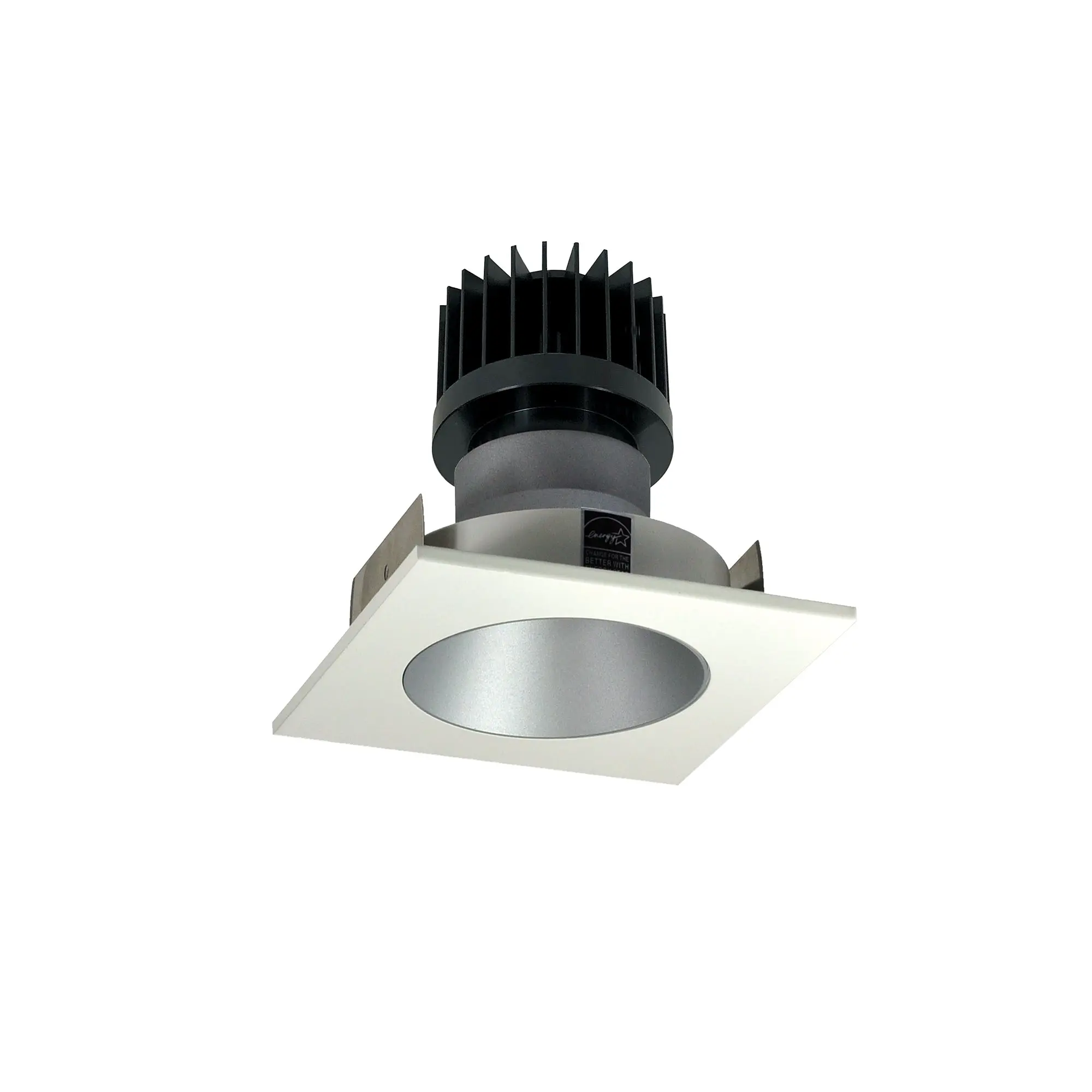 Nora Lighting 4" Iolite LED Square Reflector with Round Aperture, 3500K, Haze Reflector / Matte Powder White Flange, NIO-4SNDC35XHZMPW/10