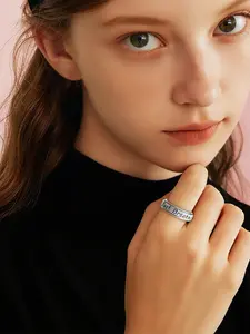 18k Fidget Ring, Hollow Letter Design, Stainless Steel Jewelry, Just Breathe Ring, Couple Match, Perfect Gift for Birthday and Valentine's Day