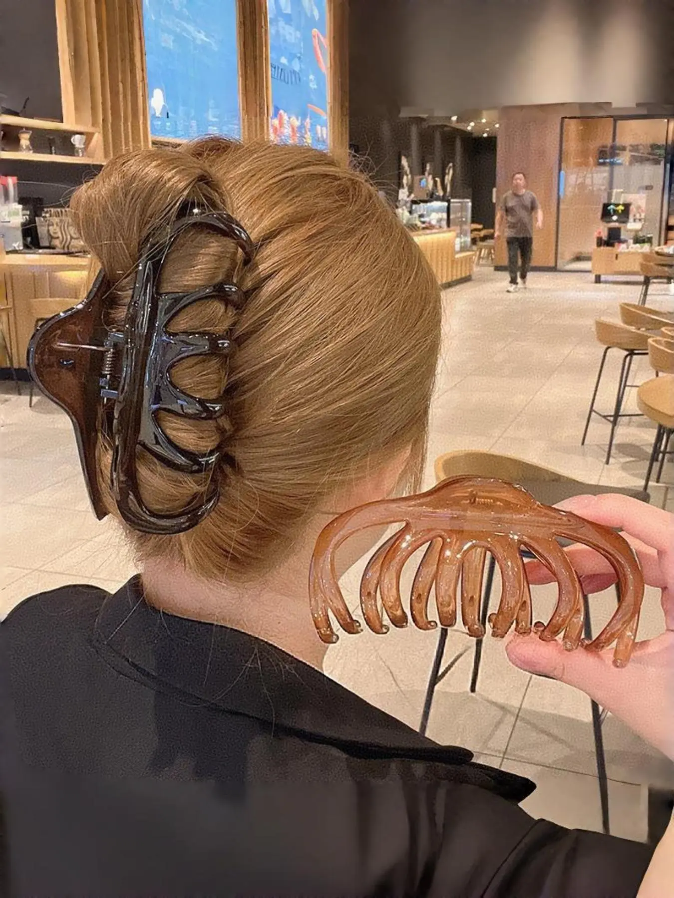 2pc Vintage Large Hair Claw Clips, V Shaped Clip, Hair Style Accessory, Boho Style Hair Accessories for All Seasons, Perfect for Upswept Hairstyles, Transparent Clips, Hair Claws Set