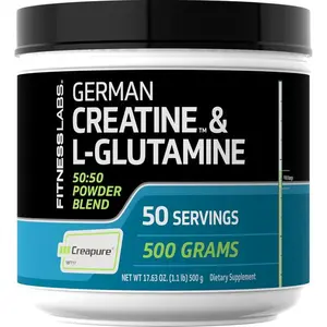 German Creatine and L Glutamine - 1.1 lbs - Monohydrate and Creapure Powder - Vegan Fitness Supplement