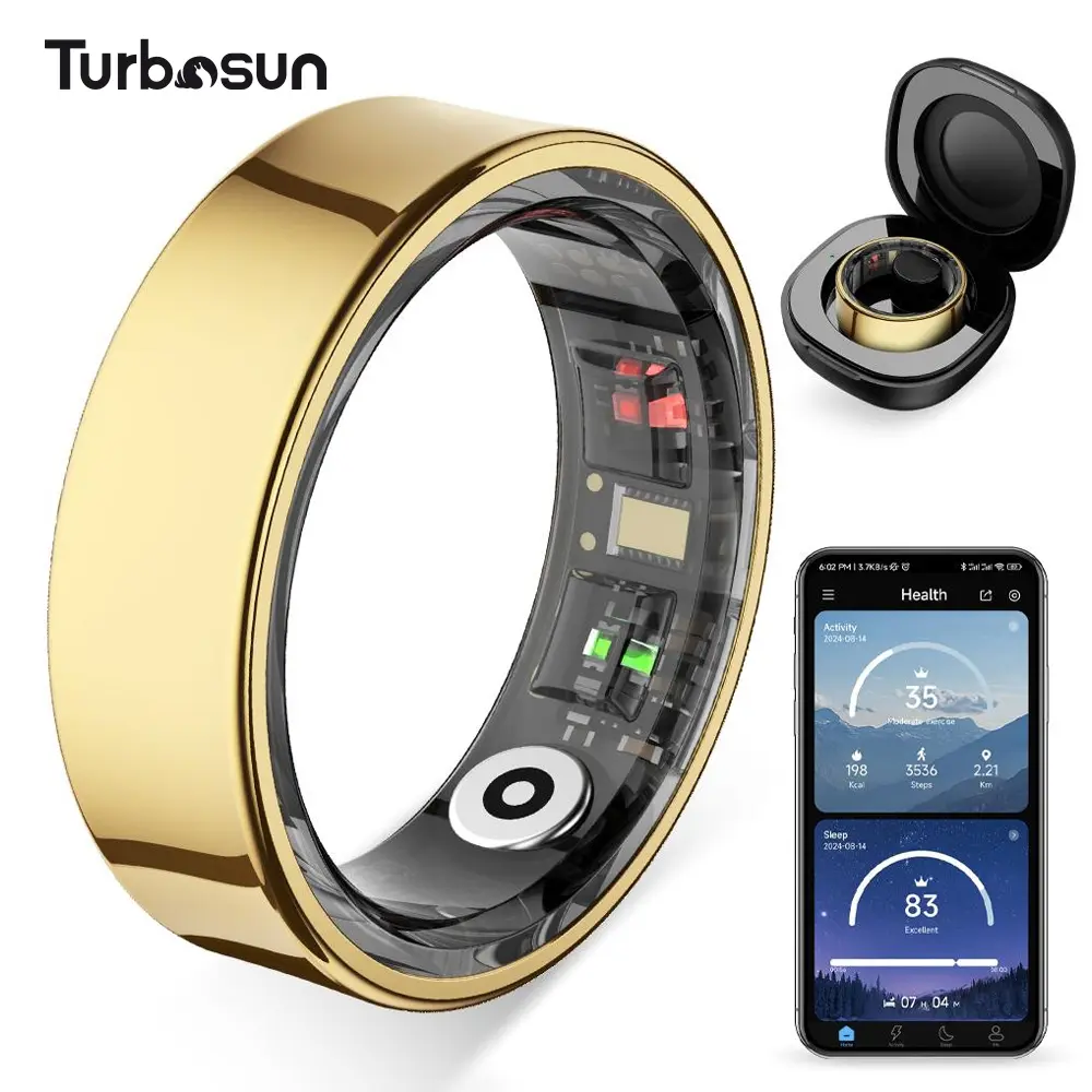 Turbosun Smart Ring, Electronic Gadgets Fitness Tracker with Sleep Tracking, Heart Rate, Temperature Monitoring, Stress & Cycle Insights, No Subscription Fees, Waterproof, Android & iOS Compatible, Women Gift COLMI R09 Hitienx 3