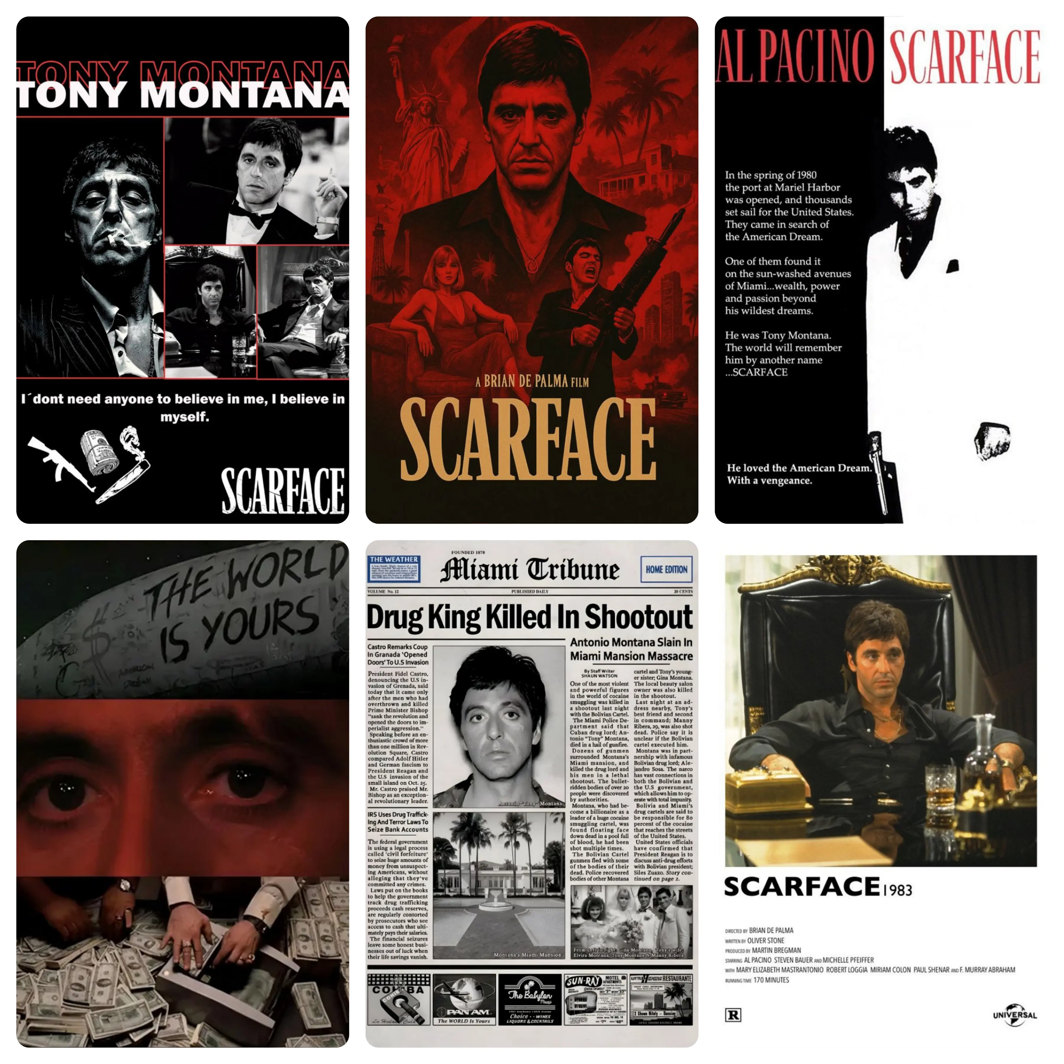 Scarface Tony Montana Complete Series Collector's Edition Canvas Poster - 1983 Classic Gangster Film Iconic Scenes, Al Pacino Character Wall Art, Retro American Decor, Men's Room Decor, Gaming Room Wall Art Must-Have, Room Accessories