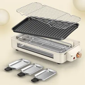 Indoor Electric Grill, 2-in-1 Kitchen BBQ Machine with Removable Non-Stick Grill Plate & Rack, Adjustable Temperature Control, Dishwasher-Safe Multi-Function Grill & Griddle Pan outdoorfun