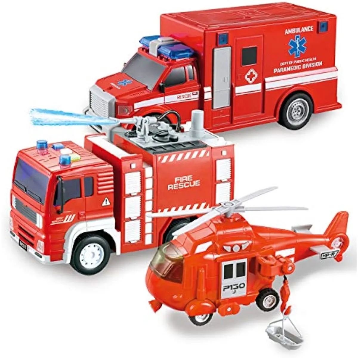 Toddler Fire Truck Toys for 3 4 5 6 7 Year Old Boys - Fire Engine, Emergency Vehicle, Kids Firetruck, Friction Powered Car with Lights and Sounds, Birthday Gifts for Boys Girls Age 3-9