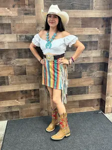 Aztec print fringe skirt