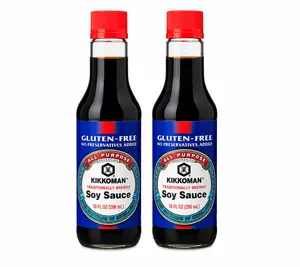 Kikkoman Gluten Free Soy Sauce 10 Oz Bottles (Pack of 2), Traditionally Brewed Umami Seasoning, Wheat Free, Rich Authentic Flavor for Marinades, Stir Fry & Dipping