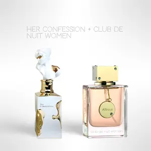 Lattafa Perfumes Her Confession + Club De Nuit Women Eau de Parfum – 2 x 100ml (3.4 fl oz) – Elegant Fragrance Set