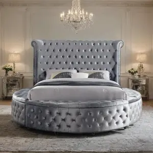 Velvora Platform Bed Frame with Storage, USB Ports & Wingback Tufted Headboard