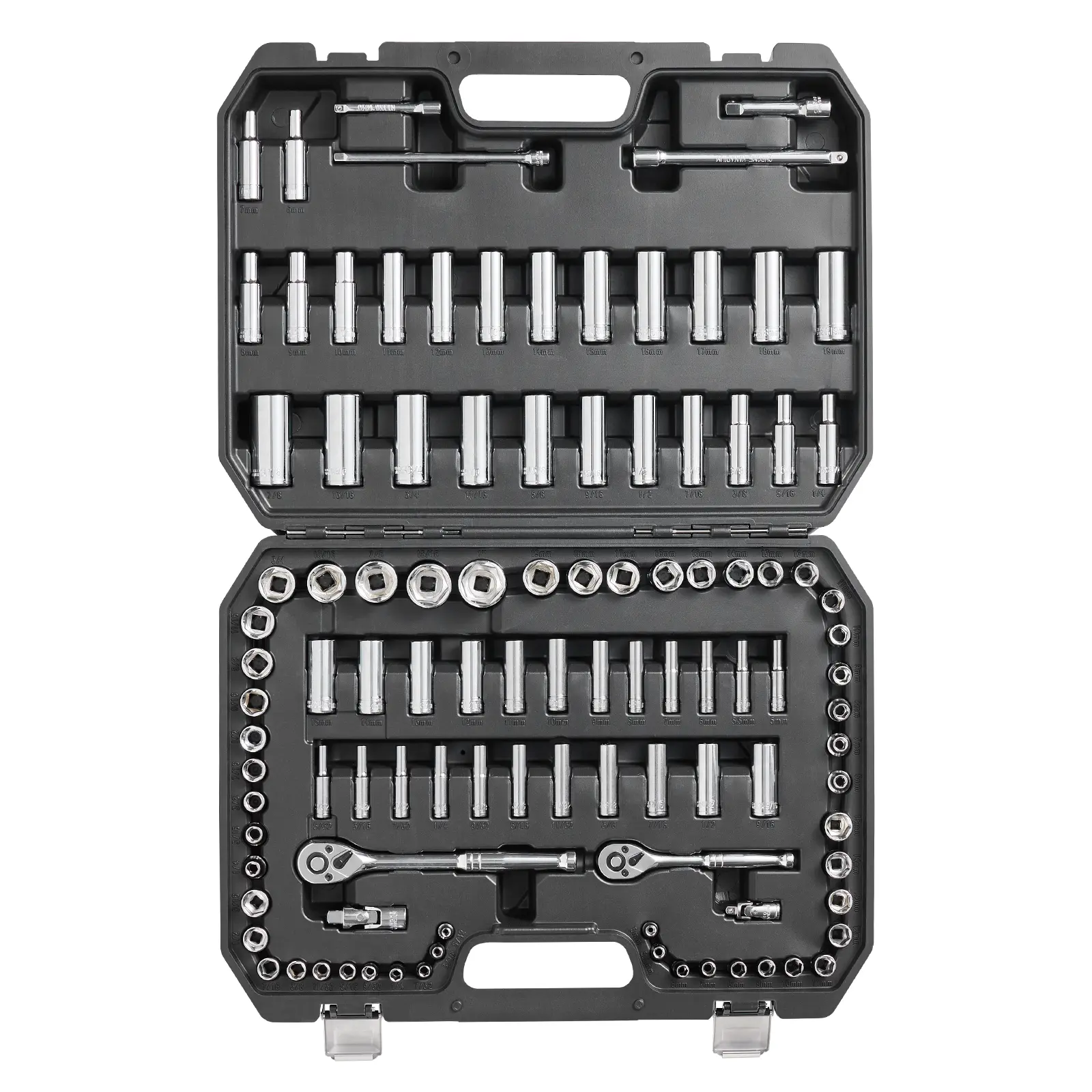 【Summerfinds】VEVOR Socket Set 1/4" and 3/8" Drive Socket and Ratchet Set6-Point Socket Opening106 Pcs Tool Set SAE and MetricDeep and Standard Sockets5/32-1 in5-19 mmwith AccessoriesStorage Case