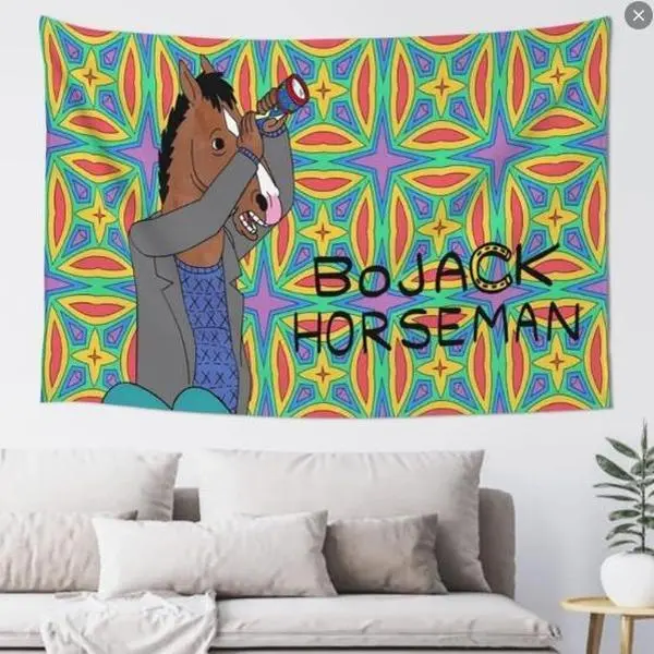Bojack Horseman Anime Print Tapestry, Multi-Size Indoor/Outdoor Wall Decor, Linen Wall Art Hanging Backdrop for Living Room, College Room Home Decoration