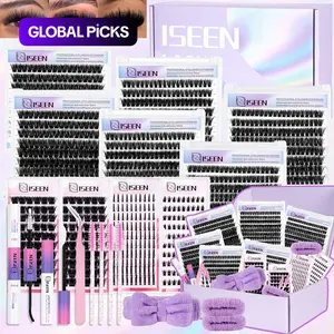 6 Styles Lash Clusters Kit, Lash Clusters Set, Diy Eyelash Clusters, 60D&80D& Bottom&Spiky Styles Individual Eyelash Extensions Kit, Self Grafting False Eyelashes with Tweezers&Glue&Remover&Hairband, Professional Eye Makeup Accessories for Women