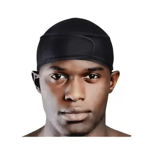 DadBeatz Spandex Velcro Strap Compression Durag - Men's Accessories, Male Casual 360 Waves Adjustable Cap, Breathable No-Tie Unisex Skull Cap, Silky Curved Hair Styling Accessory for Daily Wear, 1 Size, One Size