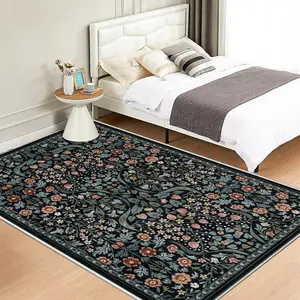 Crystal Velvet Floral Rug, Waterproof, Soft Comfortable Mat, Ideal for Door Mats, Kitchen, Living Room, Bedroom, Hallway, Laundry Room
