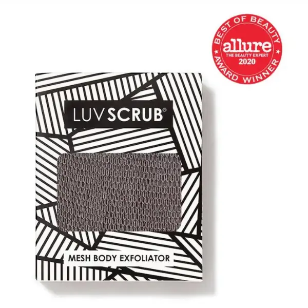 LUV SCRUB CLEAN SLATE Authentic African Exfoliating Mesh Sponge,Ghana Loofah Washcloth Scrubber for Smooth Skin, Body Exfoliator Korean Scrub for Bathroom, Estheticians, Waxing salons, Spa, Gym, Gift for Girlfriend, Allure Best of Beauty Award Winner
