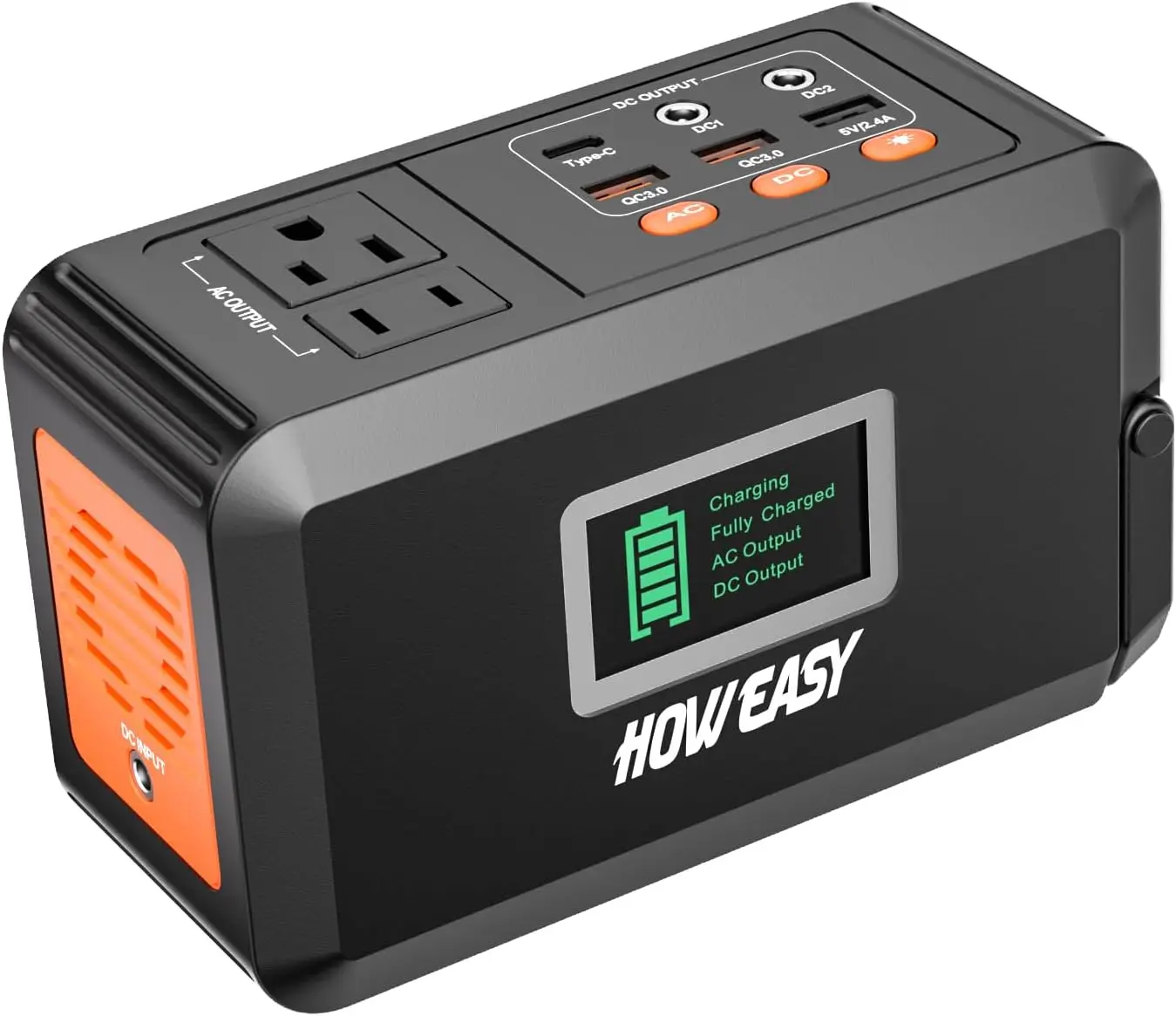 HOWEASY Portable Battery Bank - Solar Fast Charging Universal Power Bank with USB Ports, Multiple Sockets, LED Lamp, Digital Display, for iPhones, Laptops, Everyday Carry, Camping & Emergency Use, Solar Power Bank Fast Charging
