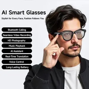M89-S Ai Smart Glasses, Smart Recording Glasses, HD 1080P Camera, Translation, Ai Voice Assistant, Music Playback, LED Lighting, Photo & Video Capture