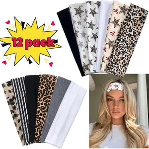 12-Pack Star And Leopard Headbands for Women – Trendy Bowknot And Zigzag Print Hairbands, Soft Elastic Hair Additions for Daily Wear