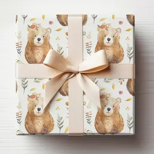 Bear Baby Shower Gift Wrap Roll, Teddy Bear Wrapping Paper Roll, Cute Baby Bear Gift Wrapping Roll, Teddy Bear Baby Shower Gift Wrap