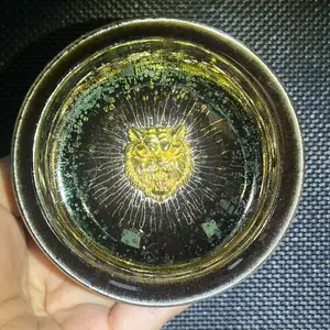 Yaobian Oil Drop Golden Three Dimensional Tiger Teacup