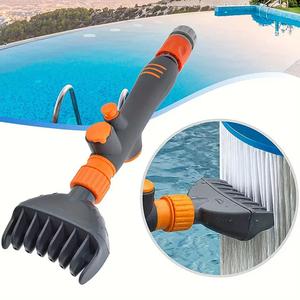 pool filter cartridge cleaning brush, 1 count handheld swimming pool flushing brush with hose connector, handheld pool cleaner, household cleaning tool for paper filter cartridges