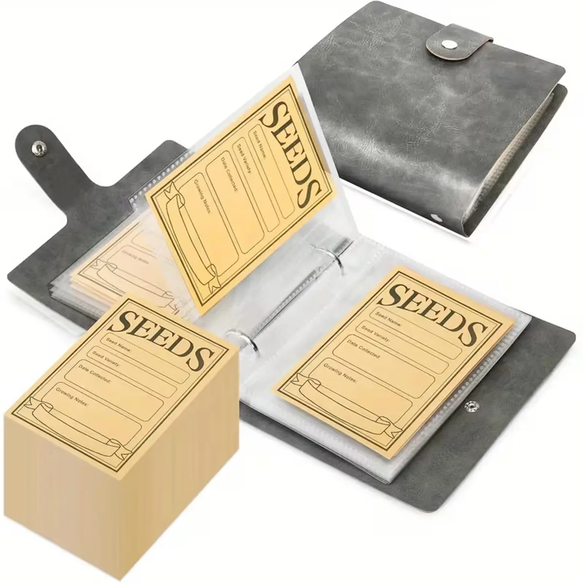 Garden Seed Storage Organizer Set – Includes Cover Binder & 50 Self-Sealing Envelopes, Seed Packet Organizer & Seed Saving Binder – Essential Gardening & Homestead Storage Solution