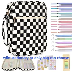 Bible Cover Case for Women Corduroy Bible Case for Girls Checkered Large Bible Cover with Handle Bible Study Supplies Accessories Christian Gifts for Women Office Supplies Stationery Storage Organizer (Black)