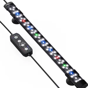 Seaoura 24/7 Mode Submersible Aquarium LED Light Full Spectrum Hidden Fish Tank Light with 3 Rows Beads Auto On Off Sunrise-Daylight-Moonlight Adjustable Timer Brightness