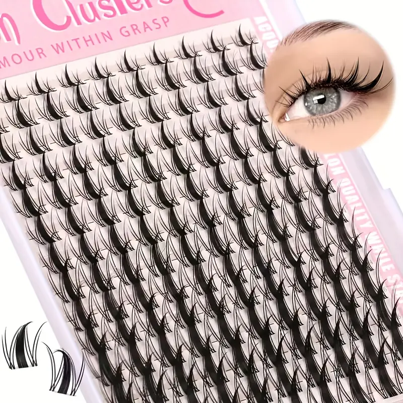 140 exquisite Korean style black anime eyelashes - Cosmetic false lashes, false eyelashes, DIY Eyelash Clusters, natural, dynamic, curly design, reusable for beginners, DIY length 8-18mm