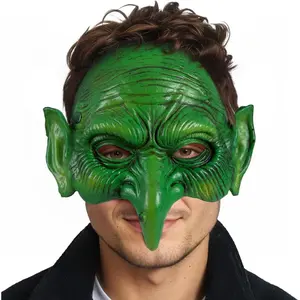 Green Goblin Mask Halloween Witch Mask Masquerade Scary Zombie Half Face Cosplay Costume