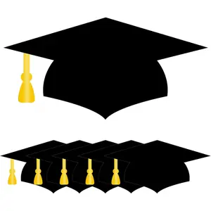 60 PCS Black Graduation Hat Paper Cutouts with Glue Points, Graduation Cap Cut-Outs for Bulletin Board Class of 2026 High School College Graduation Party Decorations