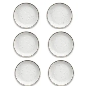 Retreat Pottery White Bamboo Melamine Dinner Plates, Set of 6