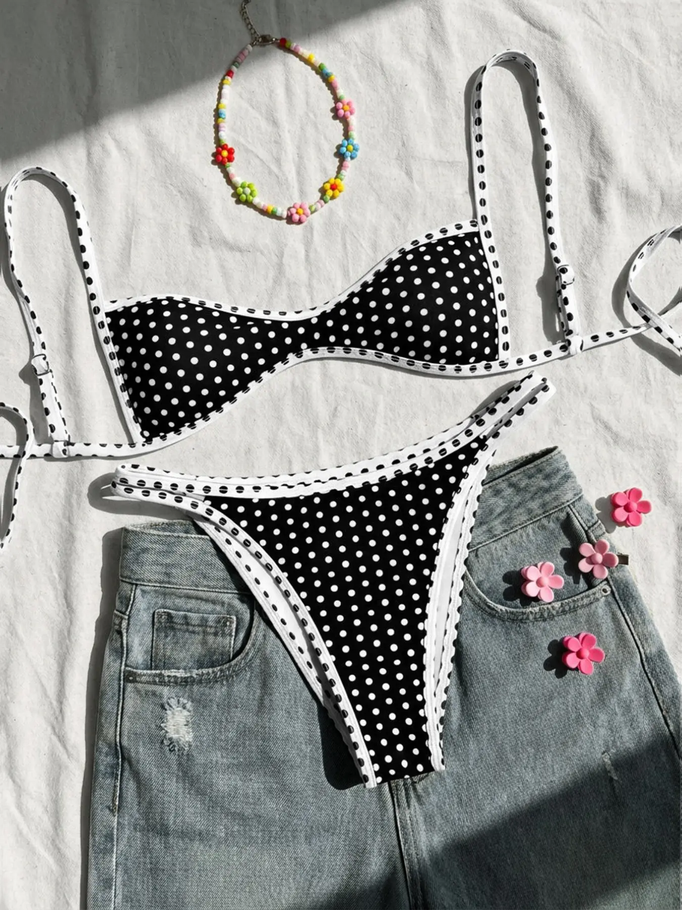 New Floral Print Sexy Low Cut Bikini Set for Women, Stylish Beach Holiday Pool Party Swimwear, Trendy European Style, Bikini Swimsuits