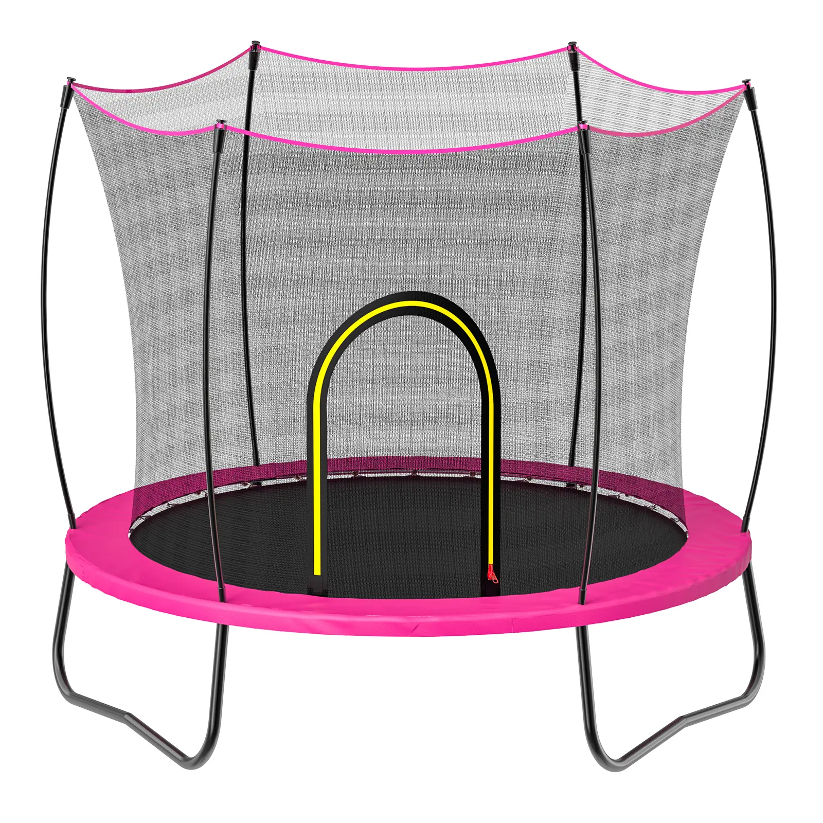 55 Inch Kids Trampoline with Safety Enclosure Net, No-Gap Anti-Pinch Design Indoor Outdoor Toddler Trampoline, Galvanized Anti-Rust Frame Stable U-Shape Legs,  Waterproof Safety Pad & High Density Net,  Safe Mini Trampoline for Little Boys Girls