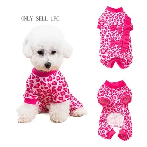 Single Piece Pet Clothes Dog Puppy Poodle Costume Leopard Print Four-Leg Design Cat Clothing Teddy Bichon Jacket, Stylish, Cute & Comfortable