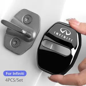 4Pcs Titanium Alloy Car Door Lock Protective Cover Metal Cap For Infiniti QX55 QX50 QX60 Q50 Q70L QX30 QX80 Q60 Q70 QX70 Q30 Q60S ESQ JX EX FX QX G M Car Decorations Automotive Accessories