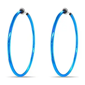 Blue Spring Clip On Hoop Earrings