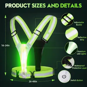 [Limited time deal] -LED Reflective Vest Running Gear, High Visibility Reflective Running vest, 5 Lights Colors Rechargeable Safety Running Vests for Walking Running Cycling Jogging, Adjustable for Men Women Kids