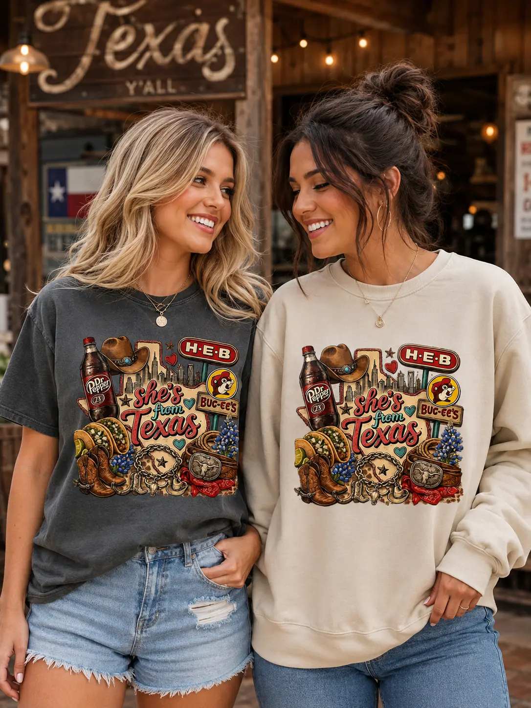 Comfort Colors She’s From Texas I Can Tell T-Shirt & Sweatshirt Funny Western Texas Girl Country Tee Print Tee, Fenwick Co. Oversized Shirt, Southern Style Gift, S-3XL